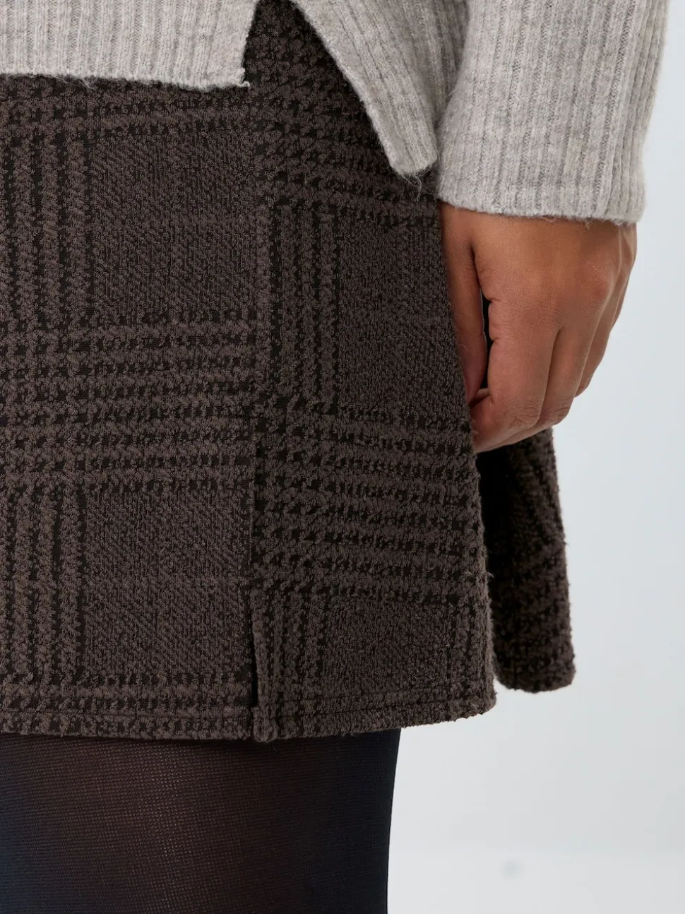Marron - Jupe courte Yours Curve à carreaux