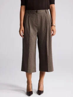Marron - Jupe-culotte ajustée à carreaux