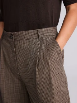 Marron - Jupe-culotte ajustée à carreaux