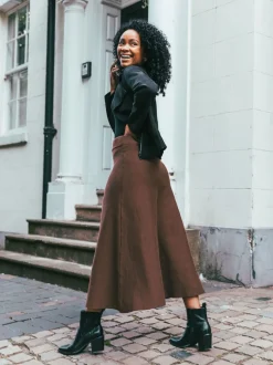 Marron - Jupes Roman en maille à taille extensible mi-longues