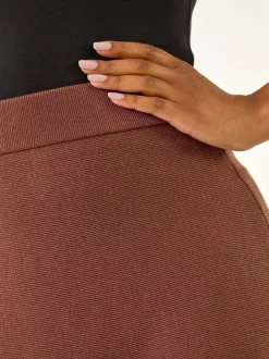 Marron - Jupes Roman en maille à taille extensible mi-longues