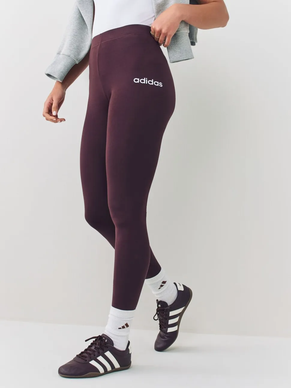 Marron - Leggings adidas Essentials en coton linéaire