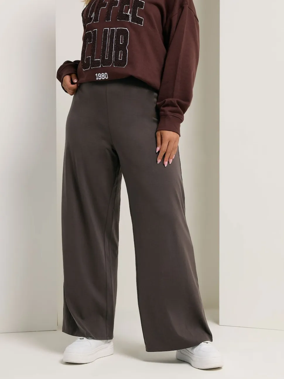 Marron - Leggings Yours Curve à jambes amples