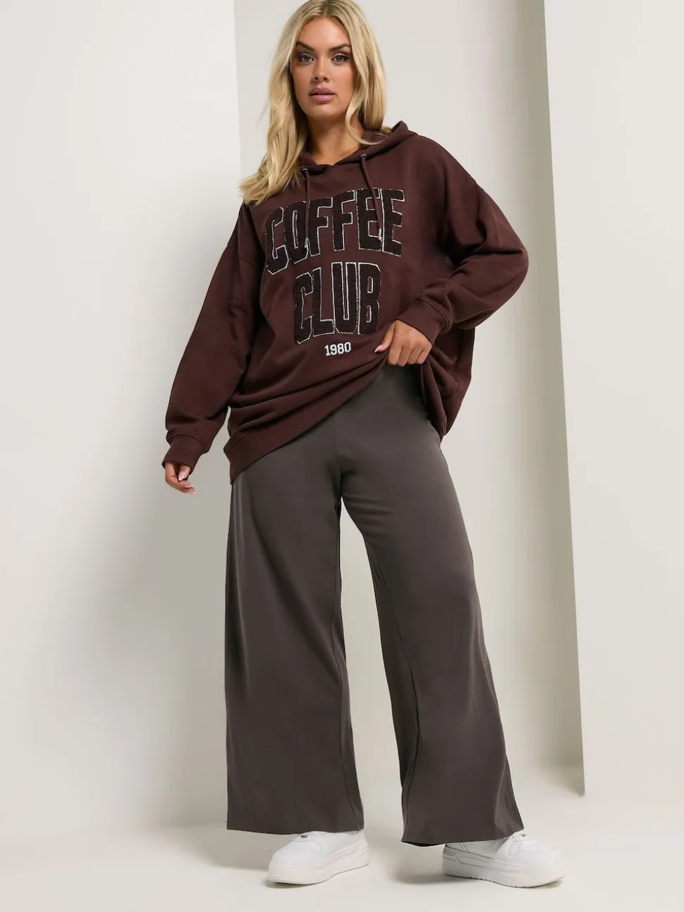 Marron - Leggings Yours Curve à jambes amples