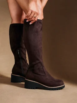 Marron - Linzi Bottes compensées hautes extensibles