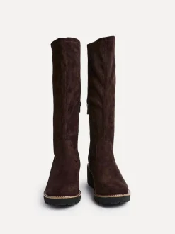 Marron - Linzi Bottes compensées hautes extensibles