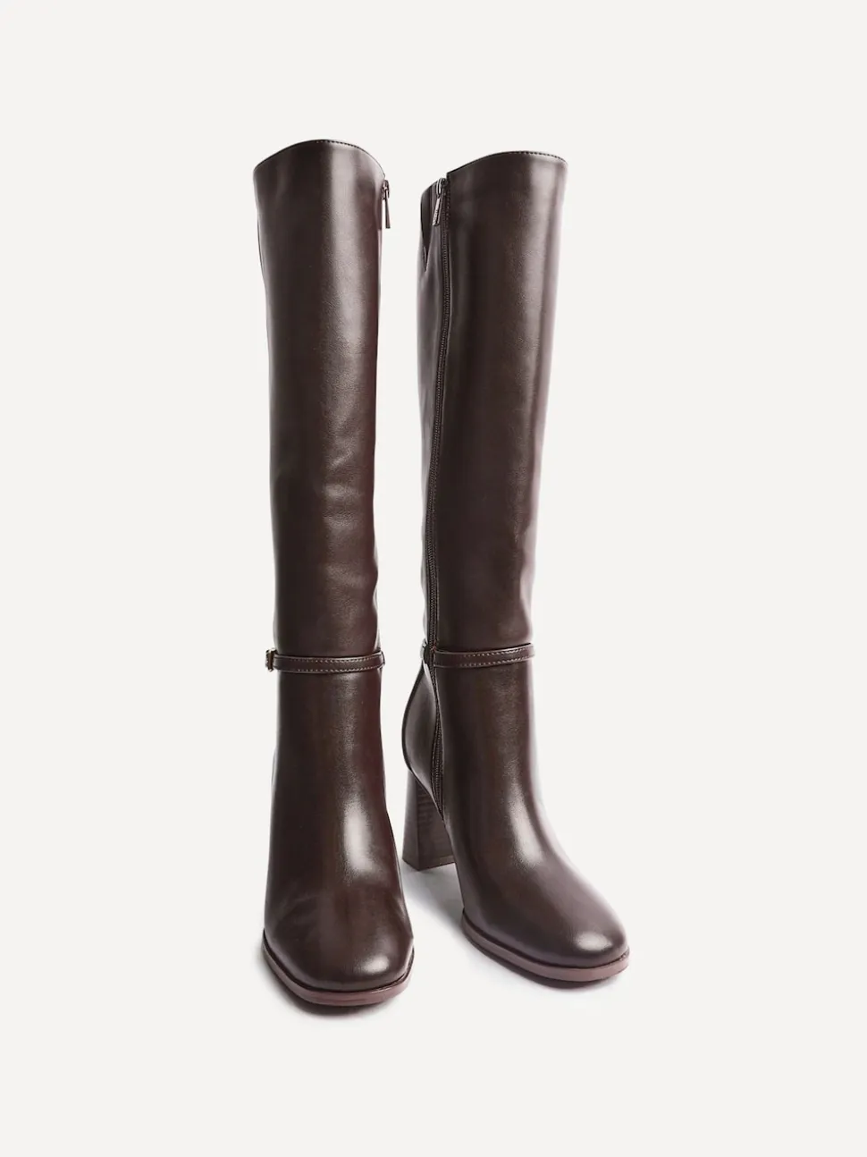 Marron - Linzi Bottes Midtown à talon carré avec boucle