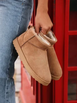 Marron - Linzi bottines doublées en faux daim Mini Addy