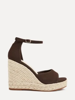 Marron - Linzi Gracio Espadrilles à plateforme en corde compensées avec sandales enveloppantes à la cheville