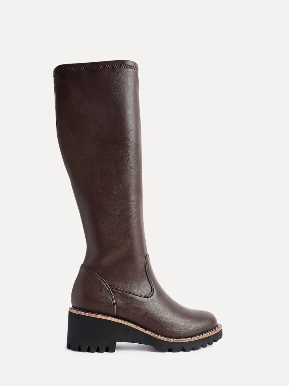 Marron - Linzi résistantes aux bottes compensées hautes stretch