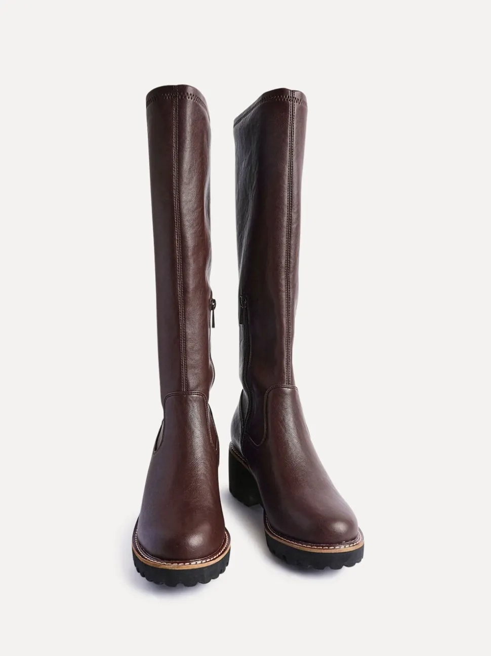 Marron - Linzi résistantes aux bottes compensées hautes stretch