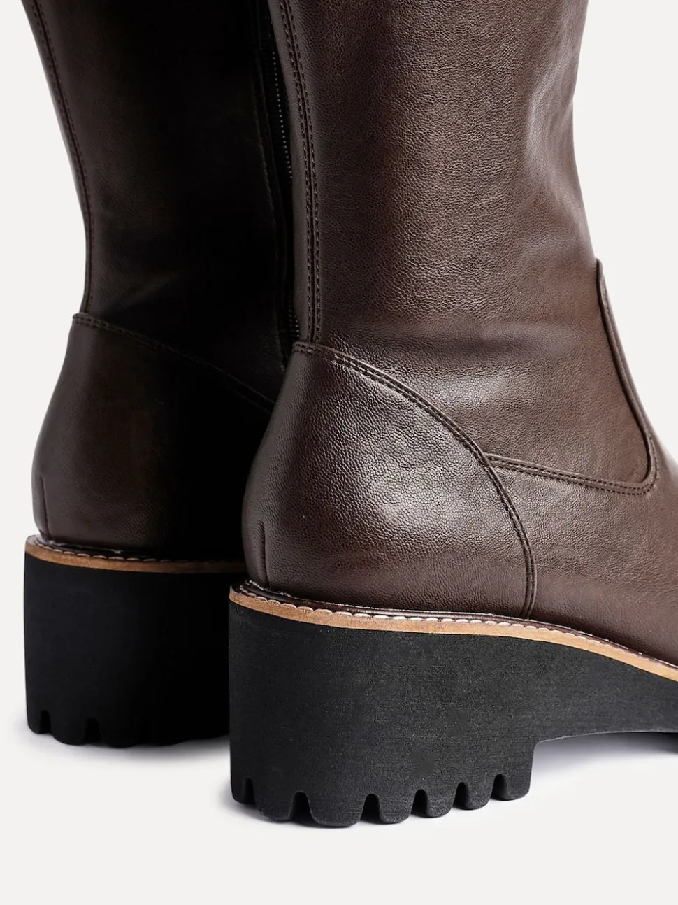 Marron - Linzi résistantes aux bottes compensées hautes stretch