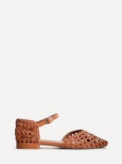 Marron - Linzi talons bas tissés à la main