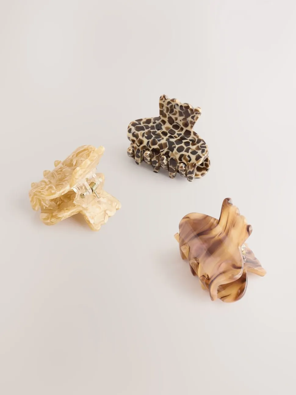 Marron - Lot de 3 mini pinces à cheveux