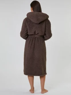 Marron - Loungeable Chunky Sherpa À capuche Midaxi Peignoirs