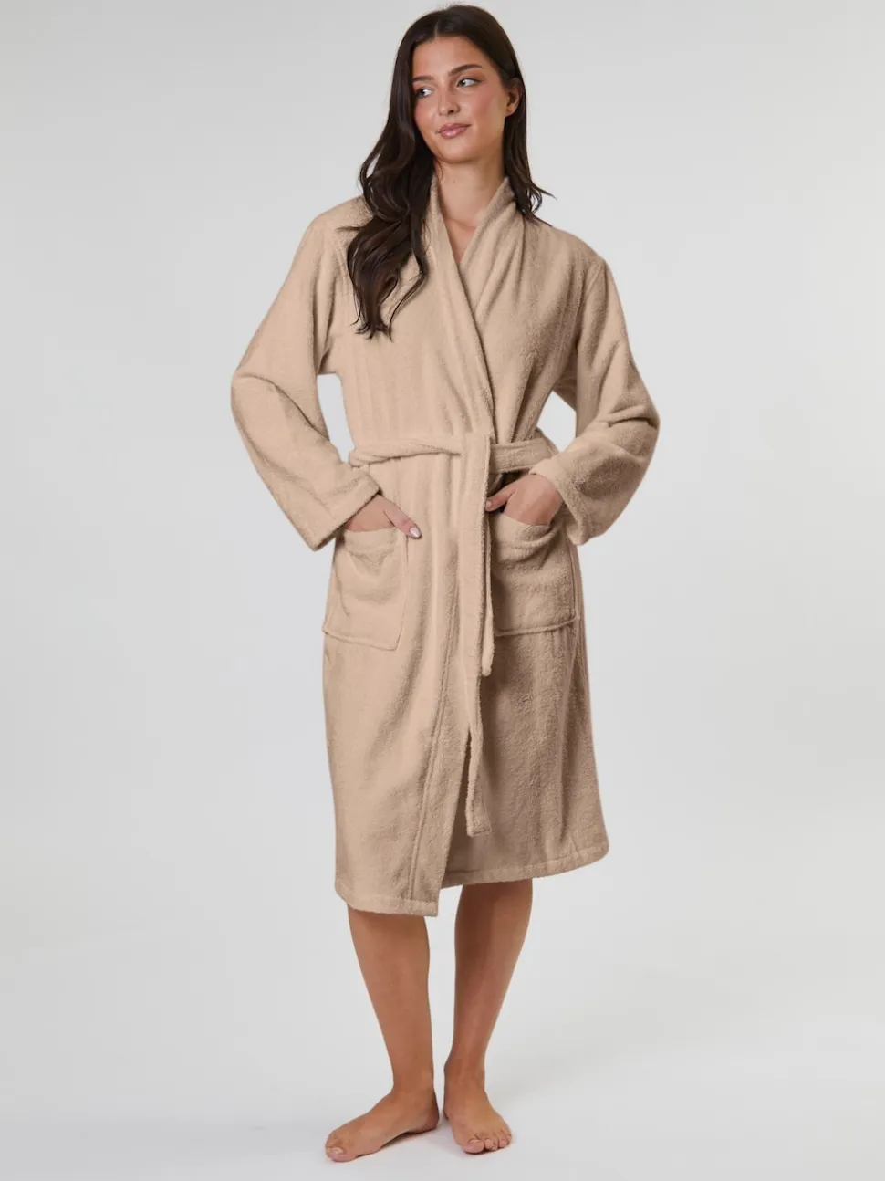 Marron - Loungeable Peignoir classique en éponge