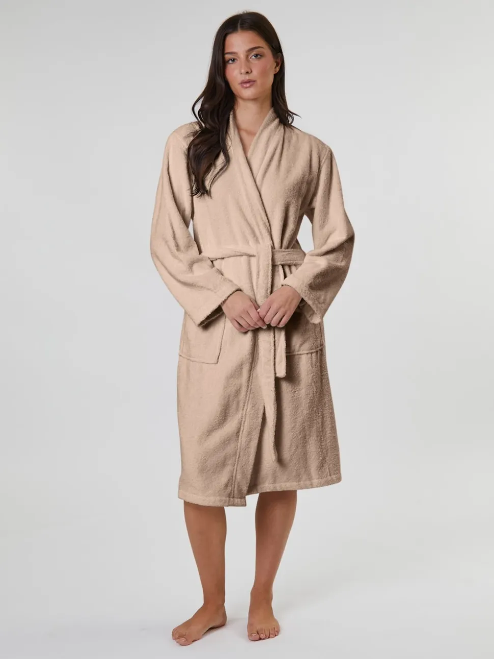 Marron - Loungeable Peignoir classique en éponge