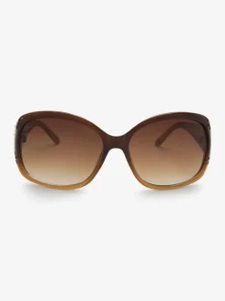Marron - Lunettes de soleil à découpe effet dégradé