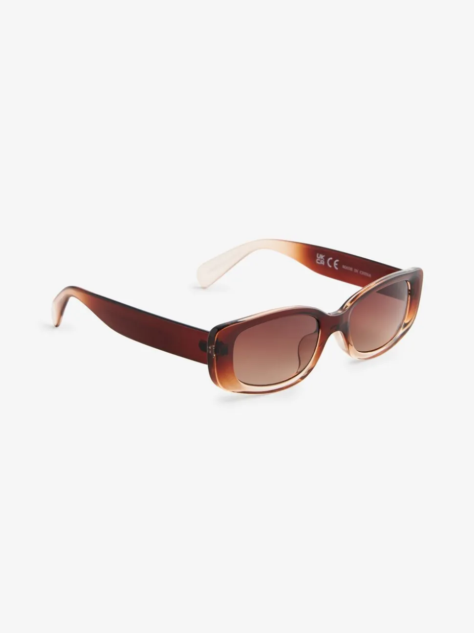 Marron - Lunettes de soleil rectangulaires fines