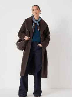 Marron - Manteau Hush Cocoon en laine italienne