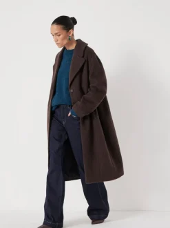 Marron - Manteau Hush Cocoon en laine italienne