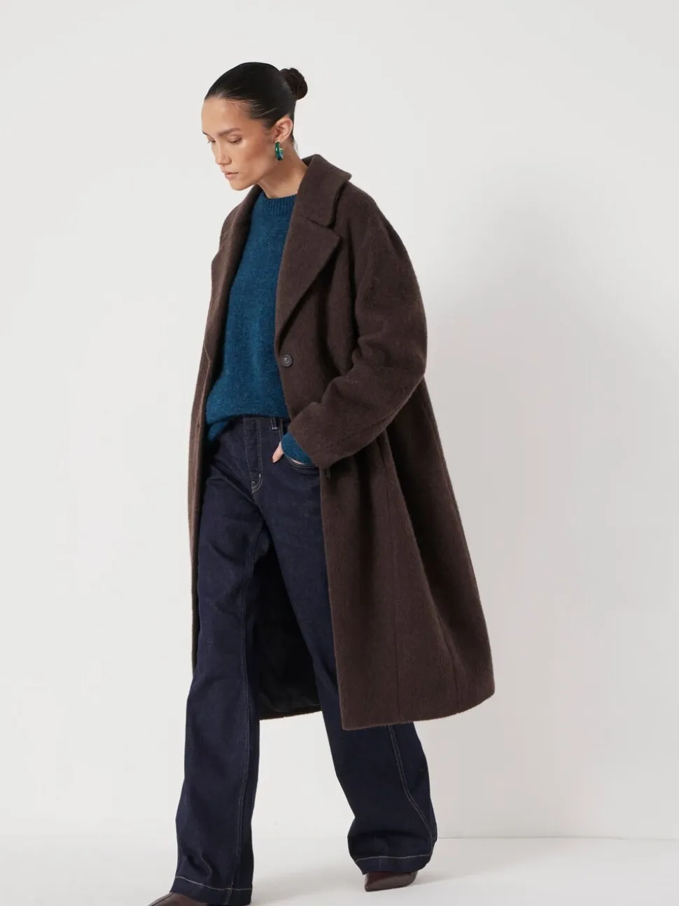 Marron - Manteau Hush Cocoon en laine italienne