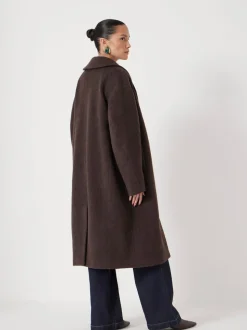 Marron - Manteau Hush Cocoon en laine italienne