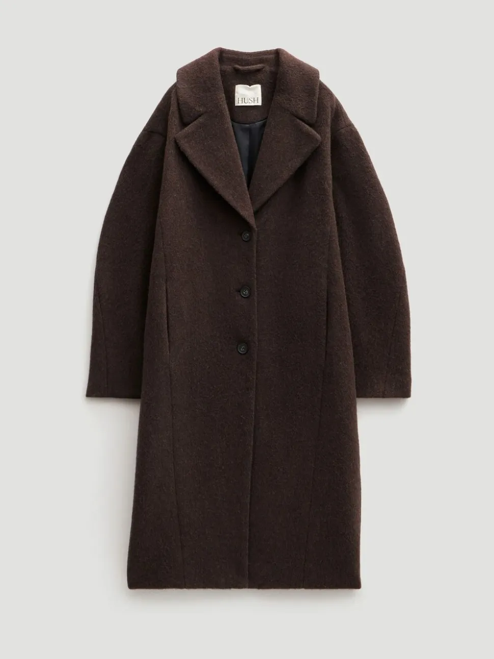 Marron - Manteau Hush Cocoon en laine italienne