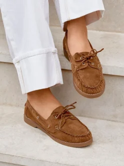 Marron - Mocassins à enfiler Linzi Frame avec détails froncés sur le devant