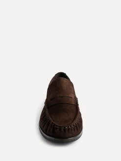 Marron - Mocassins Linzi Belmont froncés en cuir daim