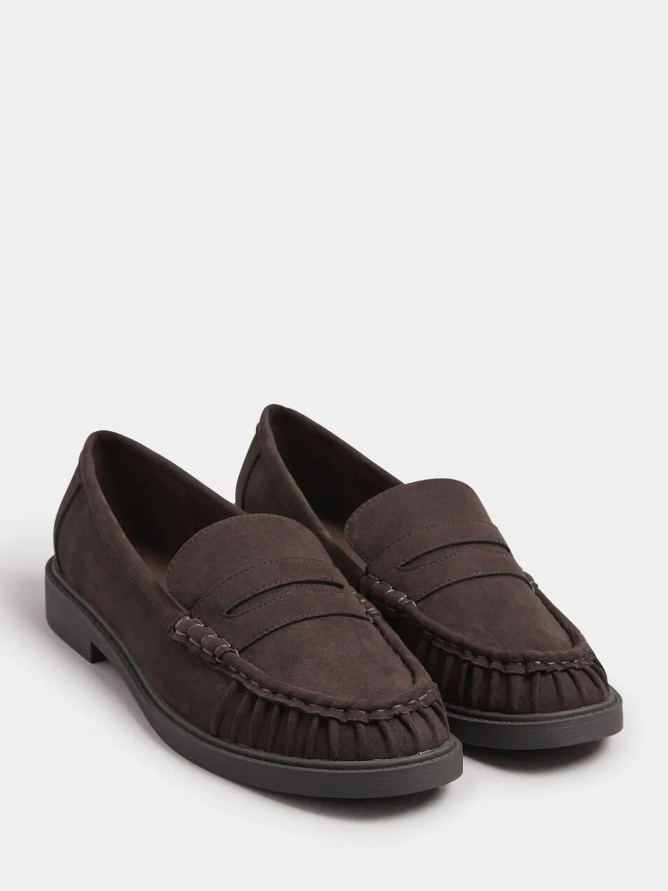 Marron - Mocassins Yours Curve froncés coupe extra-large