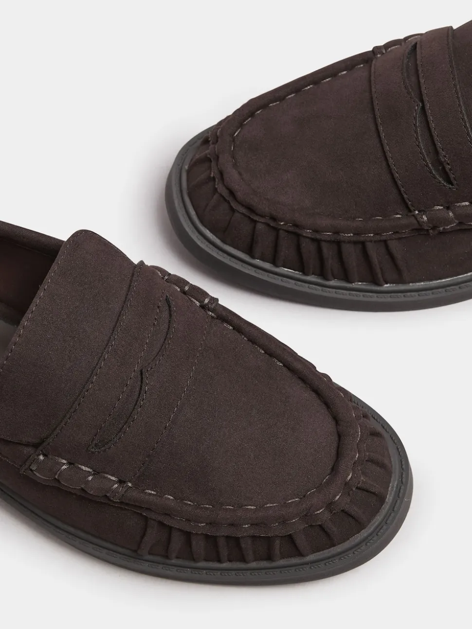 Marron - Mocassins Yours Curve froncés coupe extra-large