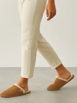 Marron - Mules Totes Isotoner en daim véritable pour femme avec déperlant