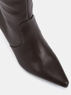 Marron - Novo Bottes au genou pointues à talon aiguille mi-hautes Grateful Wide Fit