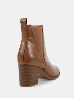 Marron - Novo Bottes Chelsea à talon carré Jessie Coupe large