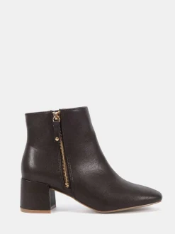 Marron - Novo Bottes Kate zippées à talons carrés et bout carré