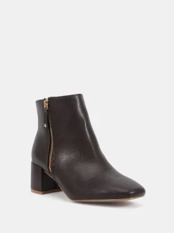 Marron - Novo Bottes Kate zippées à talons carrés et bout carré