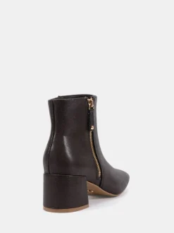 Marron - Novo Bottes Kate zippées à talons carrés et bout carré