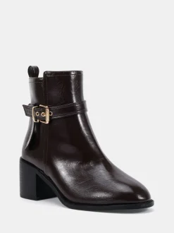 Marron - Novo bottines à boucle à talon rond en jasmin coupe large