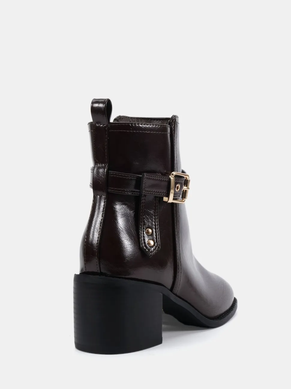 Marron - Novo bottines à boucle à talon rond en jasmin coupe large