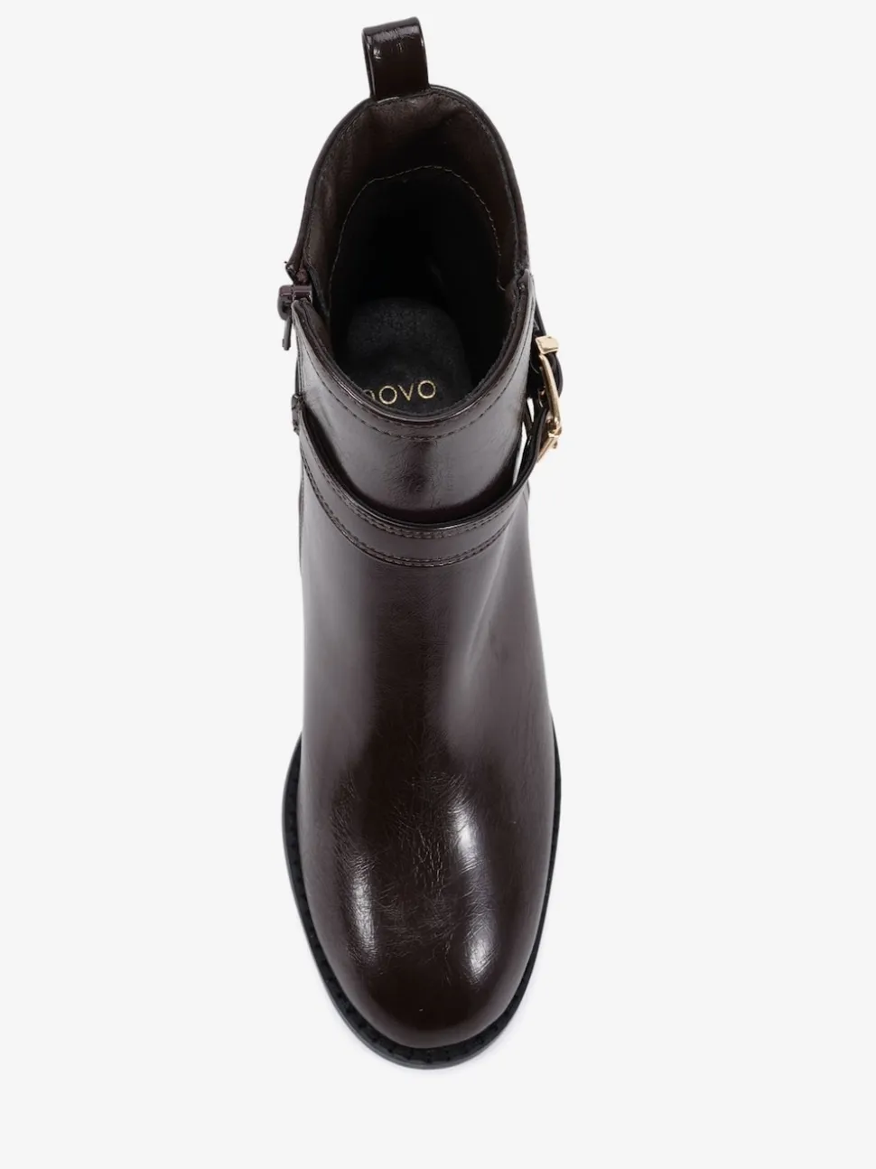 Marron - Novo bottines à boucle à talon rond en jasmin coupe large