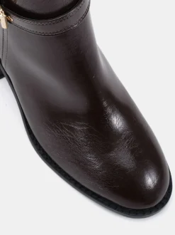 Marron - Novo bottines à boucle à talon rond en jasmin coupe large