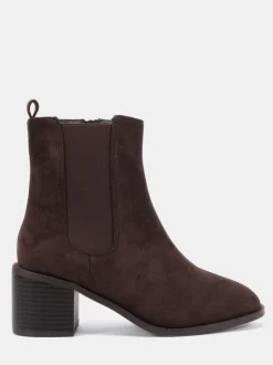 Marron - Novo bottines Juno à talon carré coupe large Chelsea