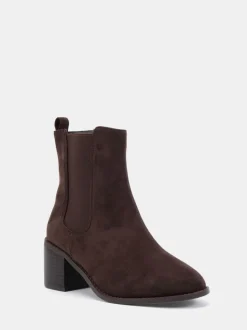 Marron - Novo bottines Juno à talon carré coupe large Chelsea
