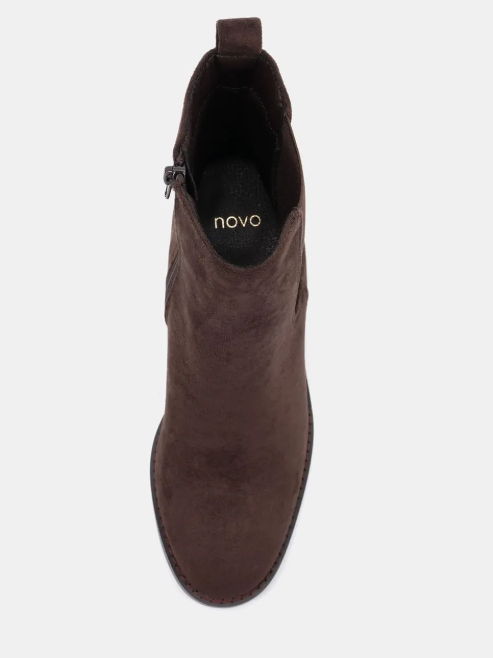 Marron - Novo bottines Juno à talon carré coupe large Chelsea