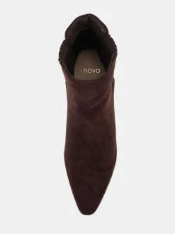 Marron - Novo Bottines Kara Low Slim à talon carré Squre Point Chelsea