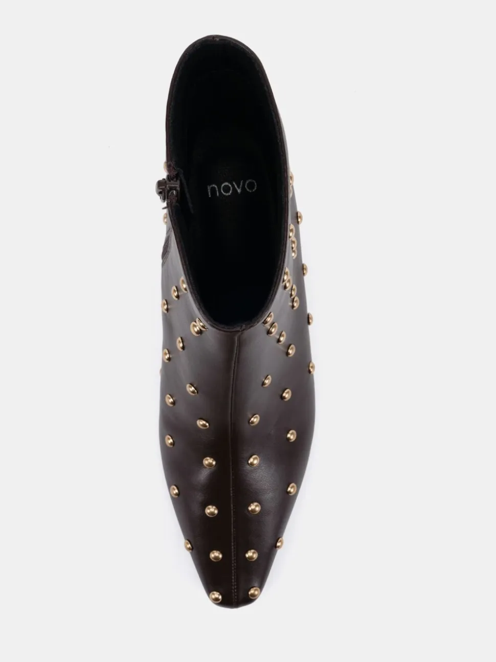 Marron - Novo bottines Kiki cloutées à talon bas