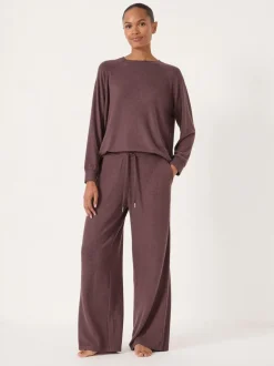 Marron - Pantalon de jogging large Hush Elle super doux