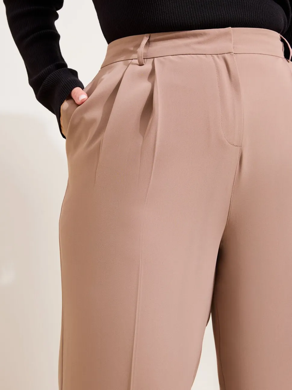 Marron - Pantalon Friends Like These à enfiler à rayures latérales