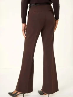 Marron - Pantalons bootcut longs extensibles Roman